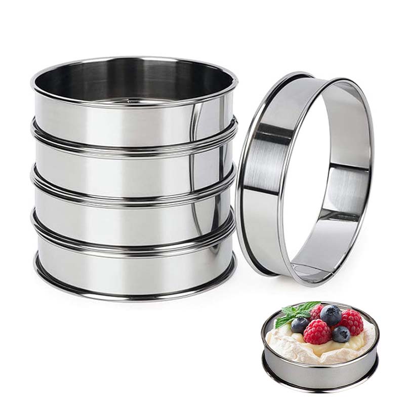 5 Stück Muffin-Törtchenringe, doppelt gerollter Tortenring, Edelstahl-Muffinringe, runde Metallringform für die Lebensmittelherstellung, Backformen