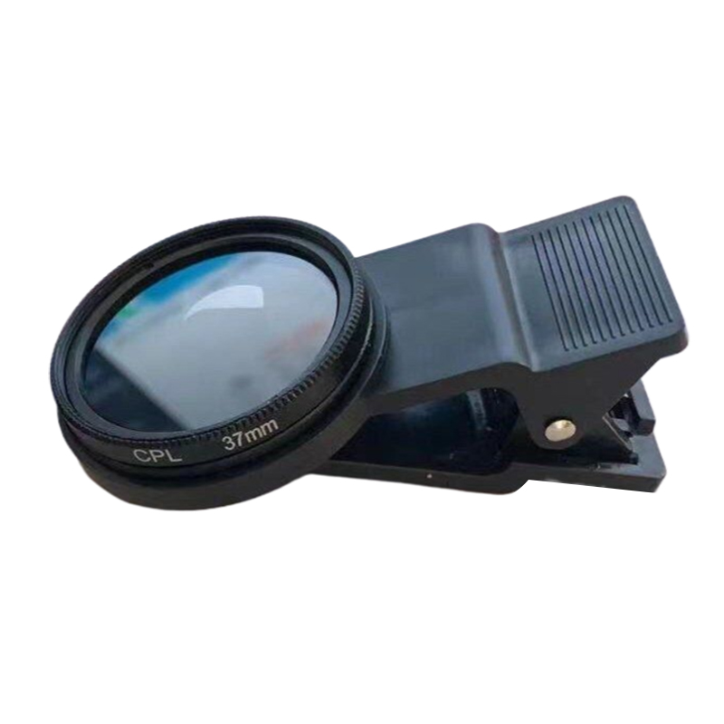 Caméra circulaire avec filtre CPL, 37mm, 52mm, accessoires noirs, universel, avec clip, portable, , téléphone, objectif grand angle: Black