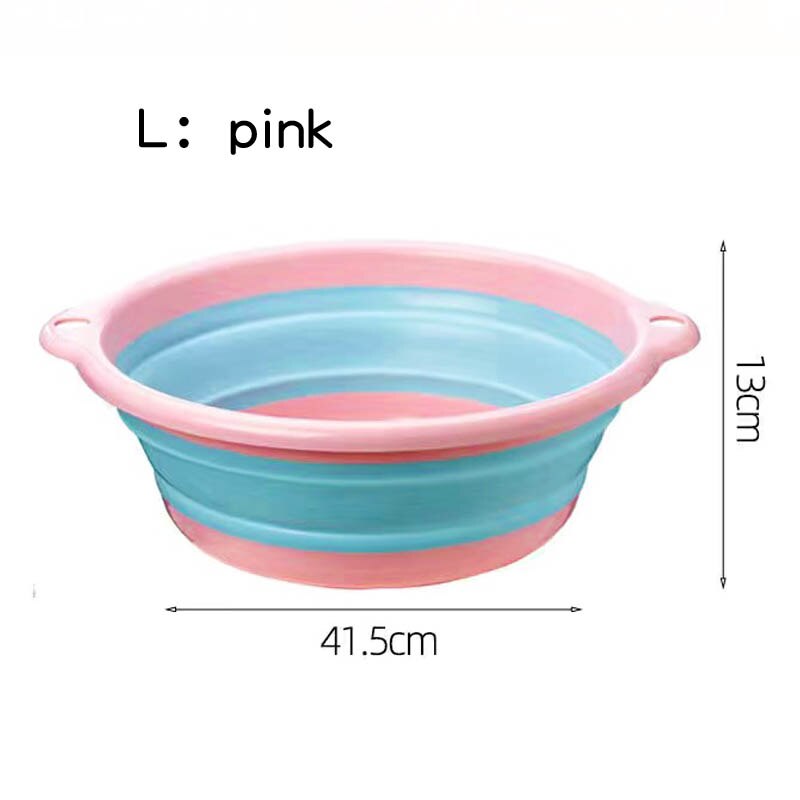 Folding Basin Kitchen Camping Travel Supplies Portable Washbasin Collapsible Plastic Laundry Tub Bathroom Palangana with Handle: pink L