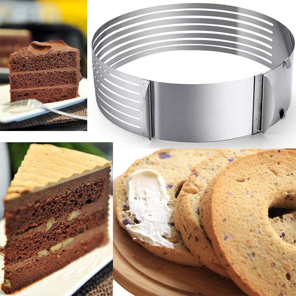 9-12inch Stainless Steel Adjustable Layer Cake Slicer Kit Mousse Mould Slicing Cake Setting Ring DIY Bakeware Tools Cake Tools