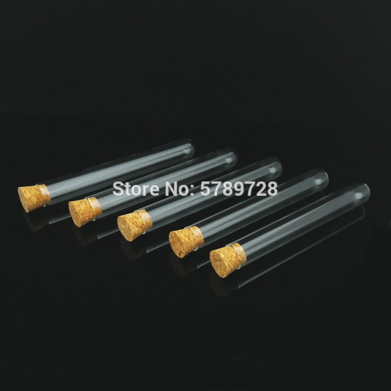 Tubo de ensayo de fondo redondo de vidrio, 20x150mm, con tapón de corcho, tubos de ensayo de laboratorio de boca plana engrosados, herramientas de enseñanza escolar, 20 Uds.