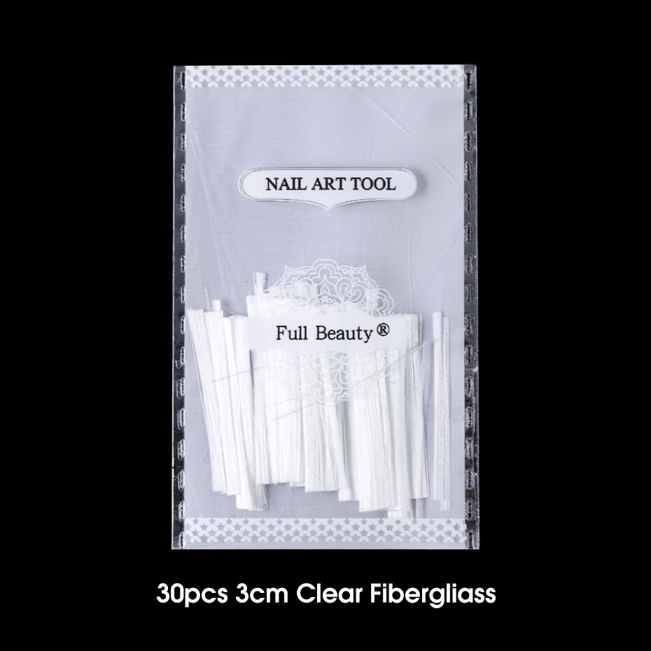 Glasfiber nagelförlängning byggande silke glasfiber nagelspetsar förlängningar form uv gel manikyr diy fiber former naglar verktyg  be1578: 30 st 3cm klara