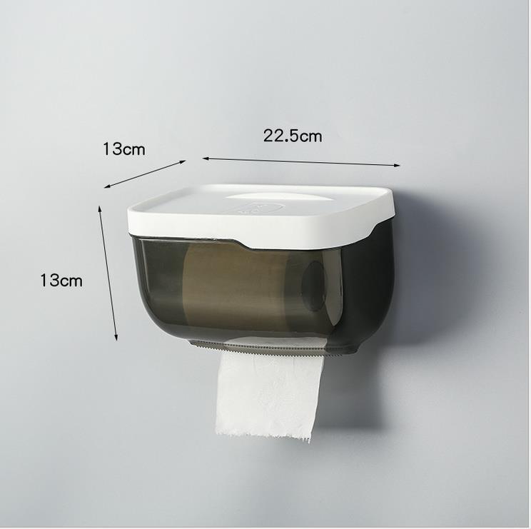 Wall-Mounted Tissue Box, Bathroom Waterproof Toilet Paper Holder, Paper Towel Box Organizer Household: Gray
