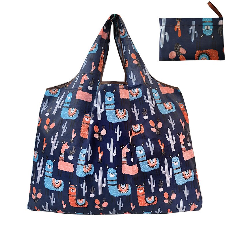 Thick Magic style Nylon Large Tote ECO Reusable Polyester Portable Shoulder Handbag Cartoon Folding Pouch Shopping Bag Foldable: H105