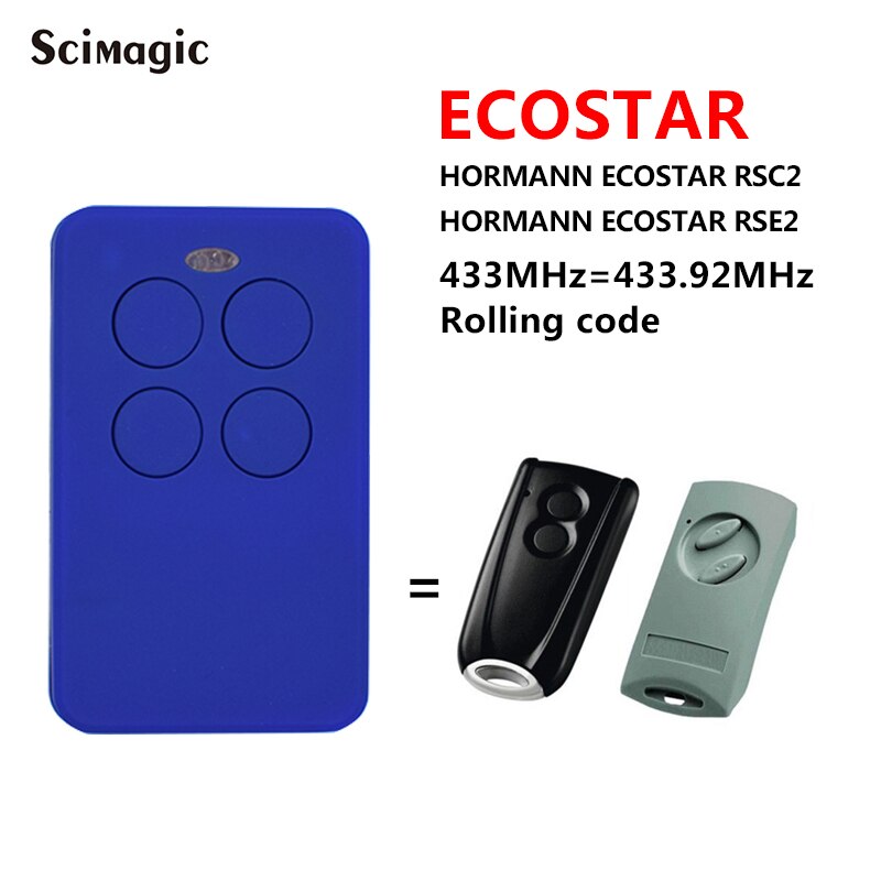ECOSTAR Replacement Remote Contorl HORMANN Ecostar RSE2 RSC2 433.92MHz Rolling Code Garage Door Opener Key Fob