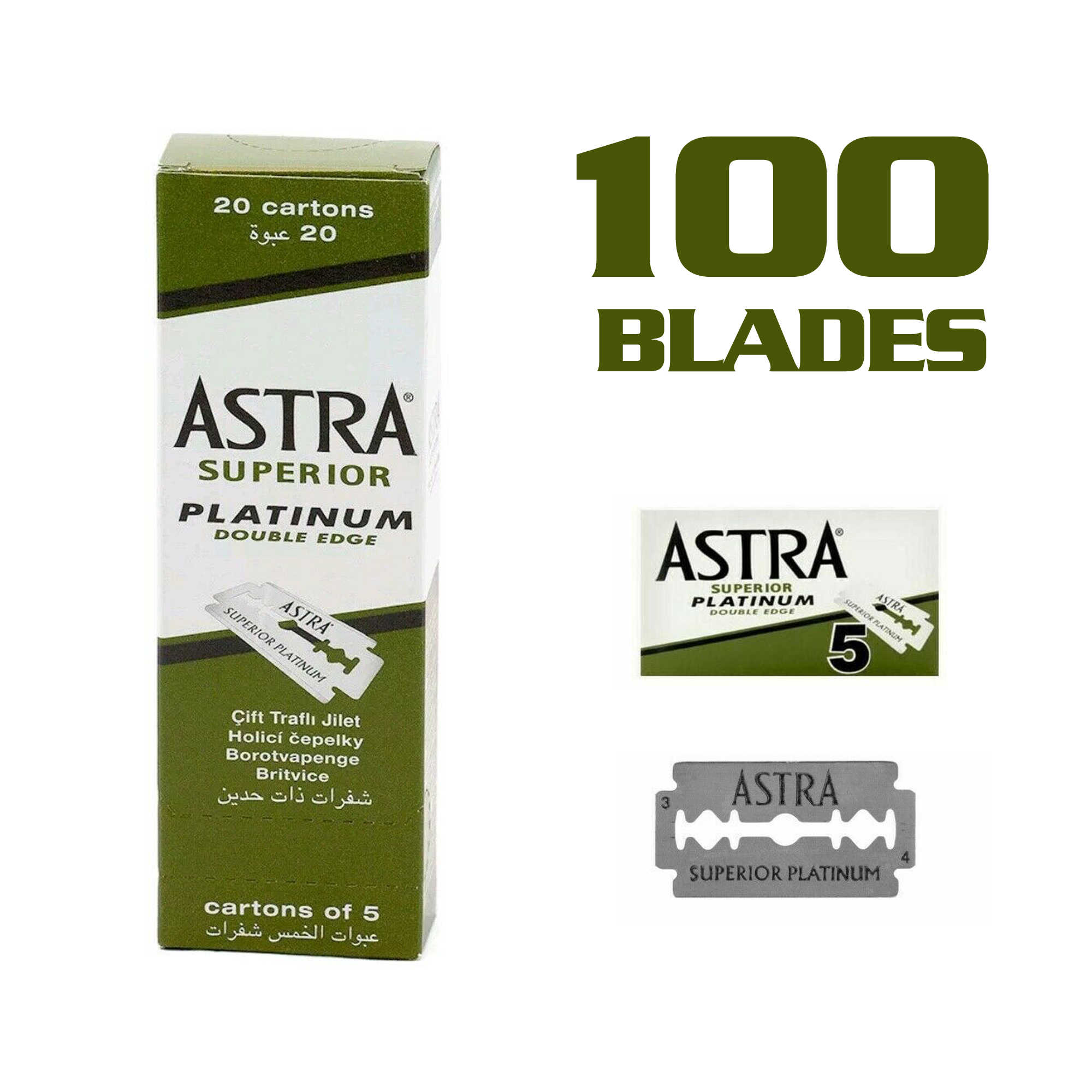 100 Uds 100 Astra hoja de afeitar superior de platino con doble filo de seguridad, afeitadora, cuchilla de afeitar