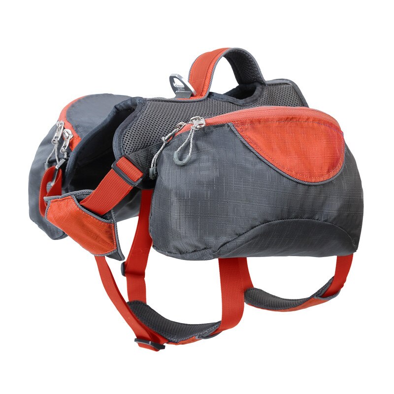 Sac de selle pour chien, sacoche de randonnée, souple, rembourré, grande capacité, pour l&#39;extérieur, harnais multifonction avec poignée pour animaux de compagnie: orange / L 55-82cm chest
