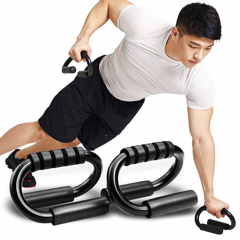 1 Pair Fitness Body Building Equipment Chest Bar S-shaped Push Up Stands Pull Press Foam Bar Home Exercise Hand Bar Chest Arms