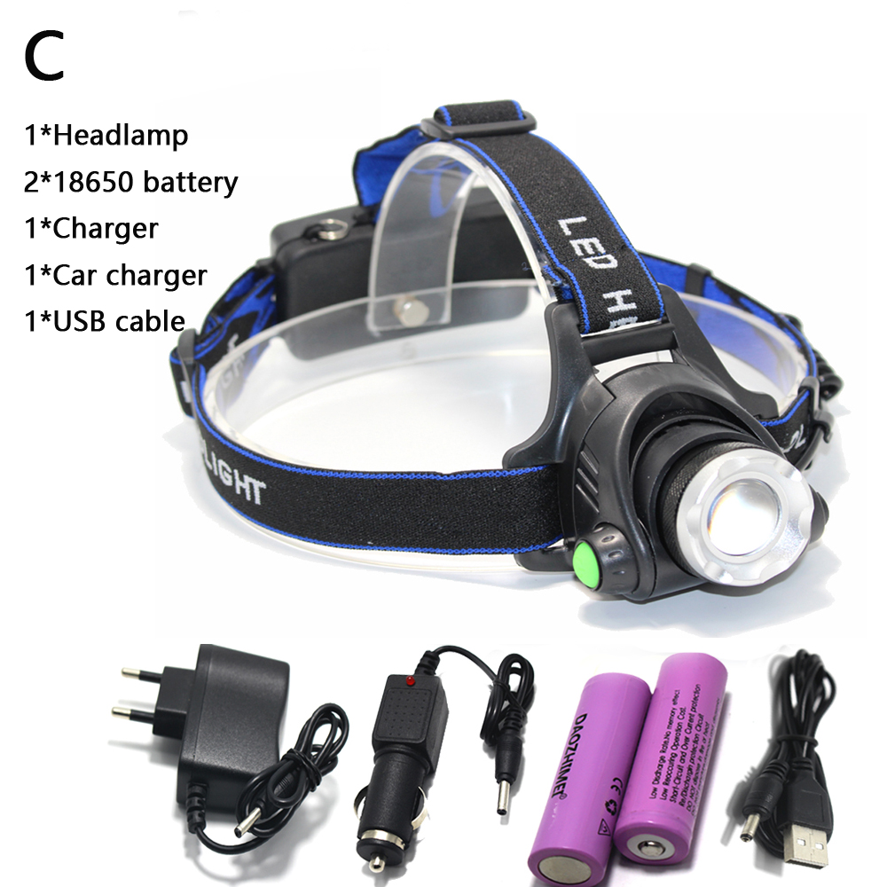 6000 Lumen LED-Scheinwerfer Angelscheinwerfer T6/L2 3 Modi Zoombare Lampe Wasserdichte Stirnlampe Taschenlampe Stirnlampe Verwendung 18650: Kaltes Weiß / Beige
