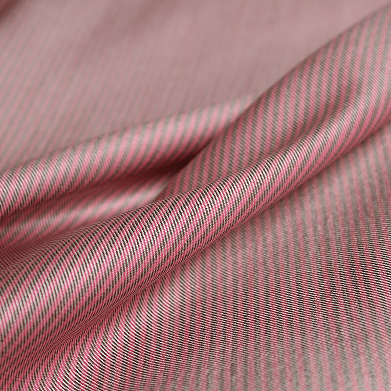 White Waxberry Japanese Pink Stripe Silk Worsted Wool Fabric Women Suits Pants Sewing DIY cloth Tailor Textile