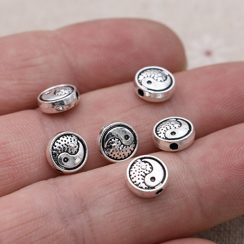 8Mm Verzilverd Yin Yang Spacer Losse Kralen Voor Sieraden Maken Armband Ketting Oorbellen Accessoires 20 Stuks