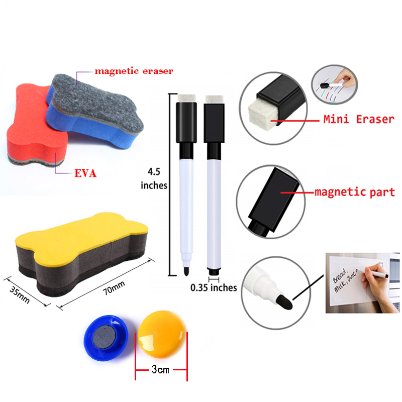 A4 Size Magnetic Whiteboard Fridge Sticker Dry Erase Magnet White Board Kitchen Office Message Board 3 Pen 1 Eraser 2 Tacks