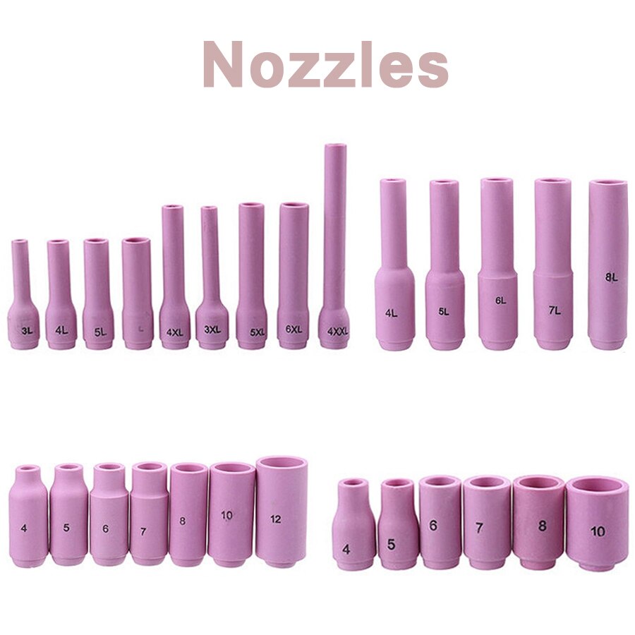 50Pcs/Lot TIG Welding Torch Inside Outside Degree Gas Lens For WP17 WP18 WP26 TIG Back Cap Collet Bodies Spares Kit Accessories