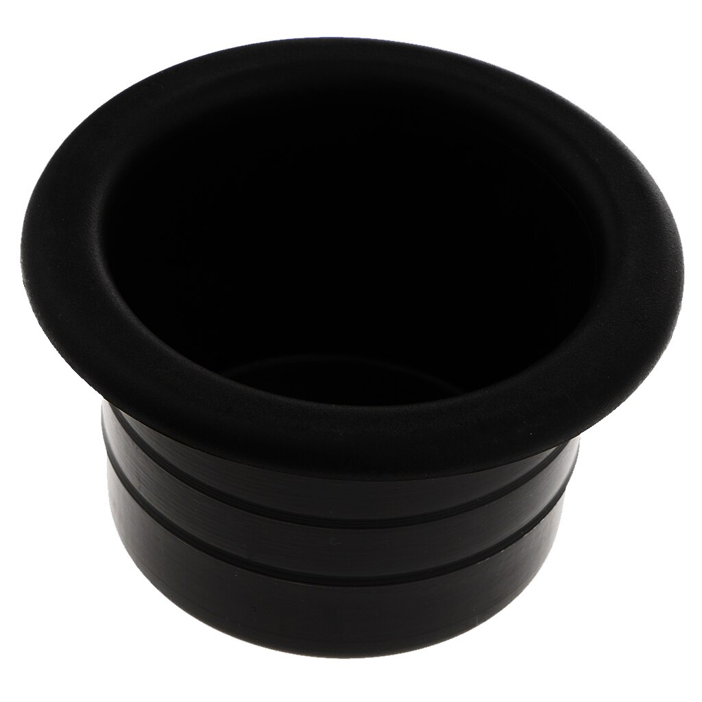 DNB Pack Of 4 Black Plastic Recessed Cup Holders With Drain - For Boats, Cars, RVs, Furniture