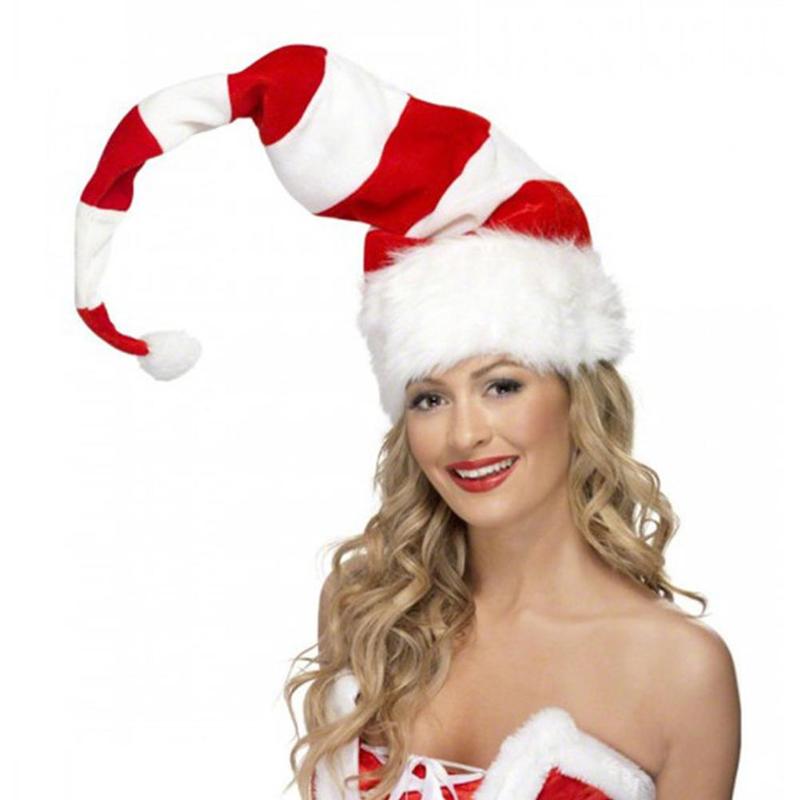 Long Striped Christmas Elf Hat For Home Bar Xmas Theme Party Funny Felt Plush Elf Hat Headgear