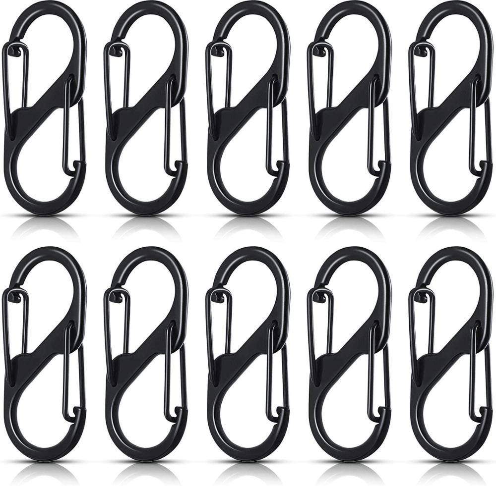 10Pcs S Vorm Metalen Gesp Dual Voorjaar Sleutelhanger Clip 2 Opening Snap Haak Duurzaam Clip Sleutelhanger Haak Voor camping Vissen Wandelen