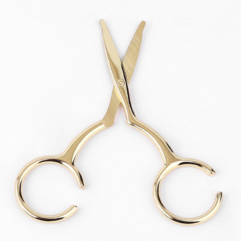 Stainless Steel Mini Portable Curved Mustache Nose Ear Hair Remover Scissor Trimmer Safety Tips Black/sliver/gold