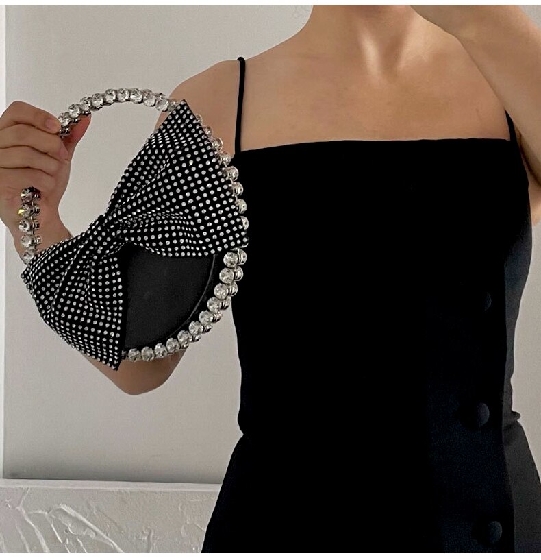 Diamant Ronde Boog Party Vrouwen Clutch Avondtasje Luxe Portemonnees En Handtassen Chic Vrouwelijke Top Handvat Zwarte Tas Bruiloft