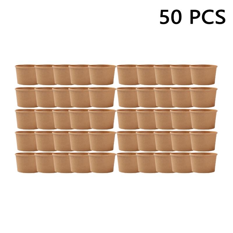 50Pcs 8 Ounce Kraftpapier Soep Cup Wegwerp Maaltijd Prep Containers Voedsel Verpakking Afhalen Kom Zonder Deksels: Default Title