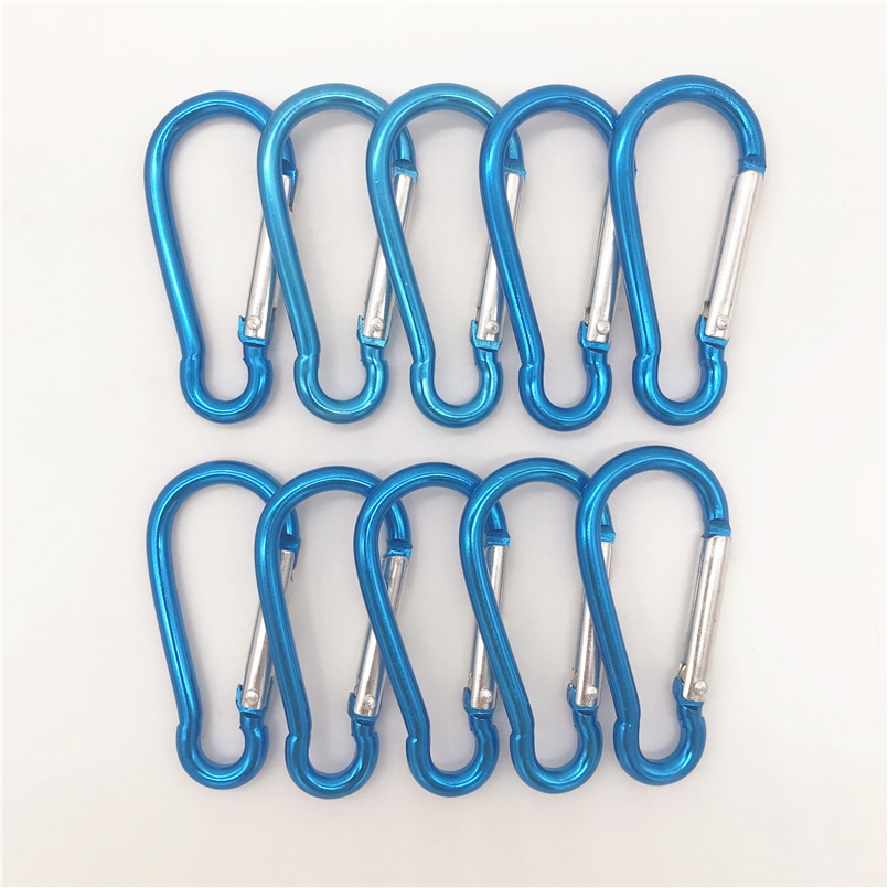 10Pcs M6 Kleur Karabijnhaken Aluminium Carabiner Spring Snap Clip Haken Sleutelhanger Klimmen Karabijnhaak Voor Sleutels Camping Gereedschap: 10pcs Sky Blue