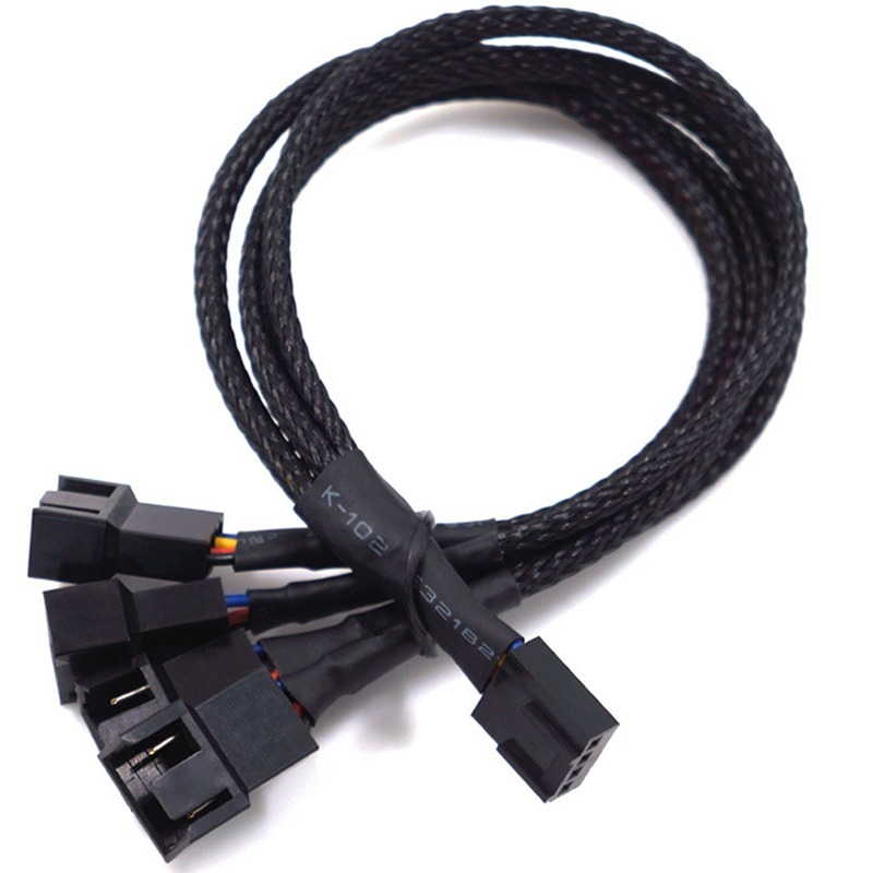 4 -polig pwm-fläktkabel 1 to 4/3/2/1- vägs splitter svart sleeved 27cm förlängningskabelkontakt pwm-förlängningskablar