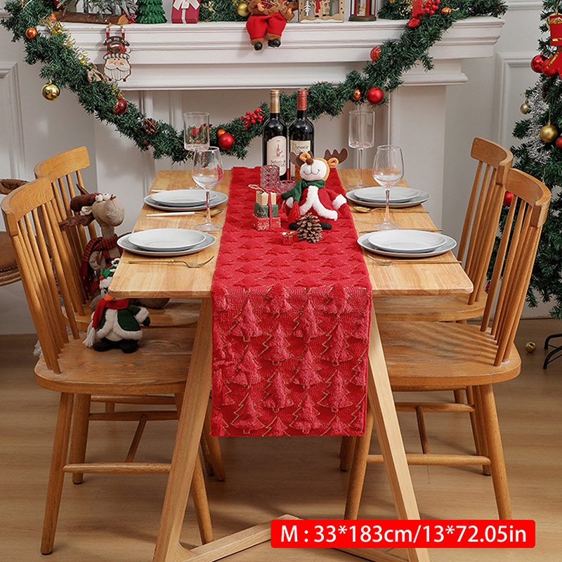 ​ kerstbomen zachte pluche tafelloper voor binnen buiten thuis party decor keuken eettafel.