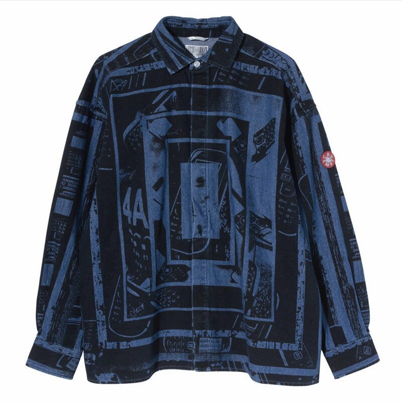 Hip Hop Streetwear CAVEMPT Shirt C.E CAV EMPT TWO COLOUR DENIM SHIRTS Men Women 1:1 Best Casual Cavempt Shirt: 4 / M