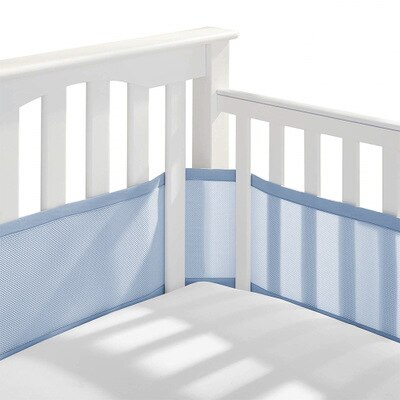 Pasgeboren Baby Bed Bumper Zomer Mesh Bumpers In De Wieg Ademend Cot Bumper Voor Head Protector Baby Beddengoed Set Kamer decor: blue