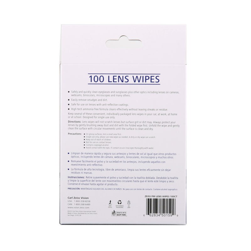 Zeiss Multi-Purpose Lens cleaner Wipe Glasses Optical Camera Cleaning cloth 100 pcs