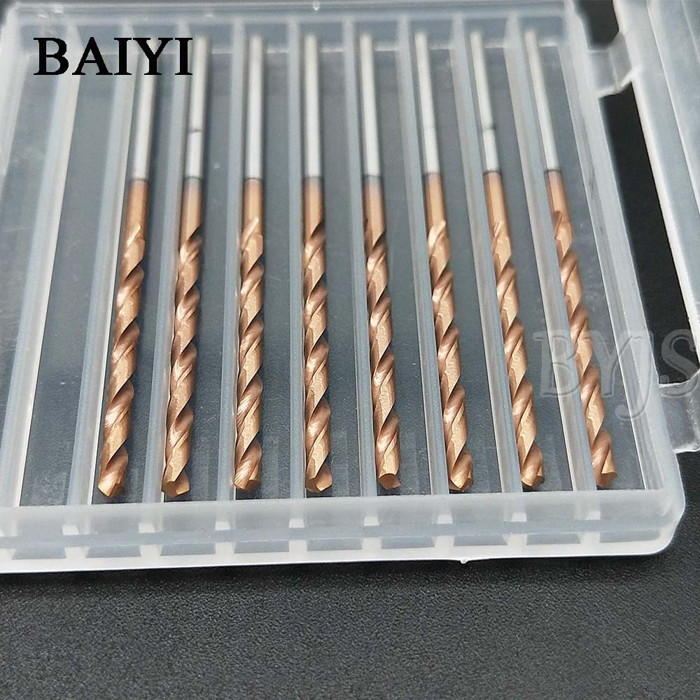 10pcs Carbide Alloy Drill Twist Coated Drill Bits 2mm Super Hard Stainless Twist Bit Straight Handle Solid Monolithic Drill