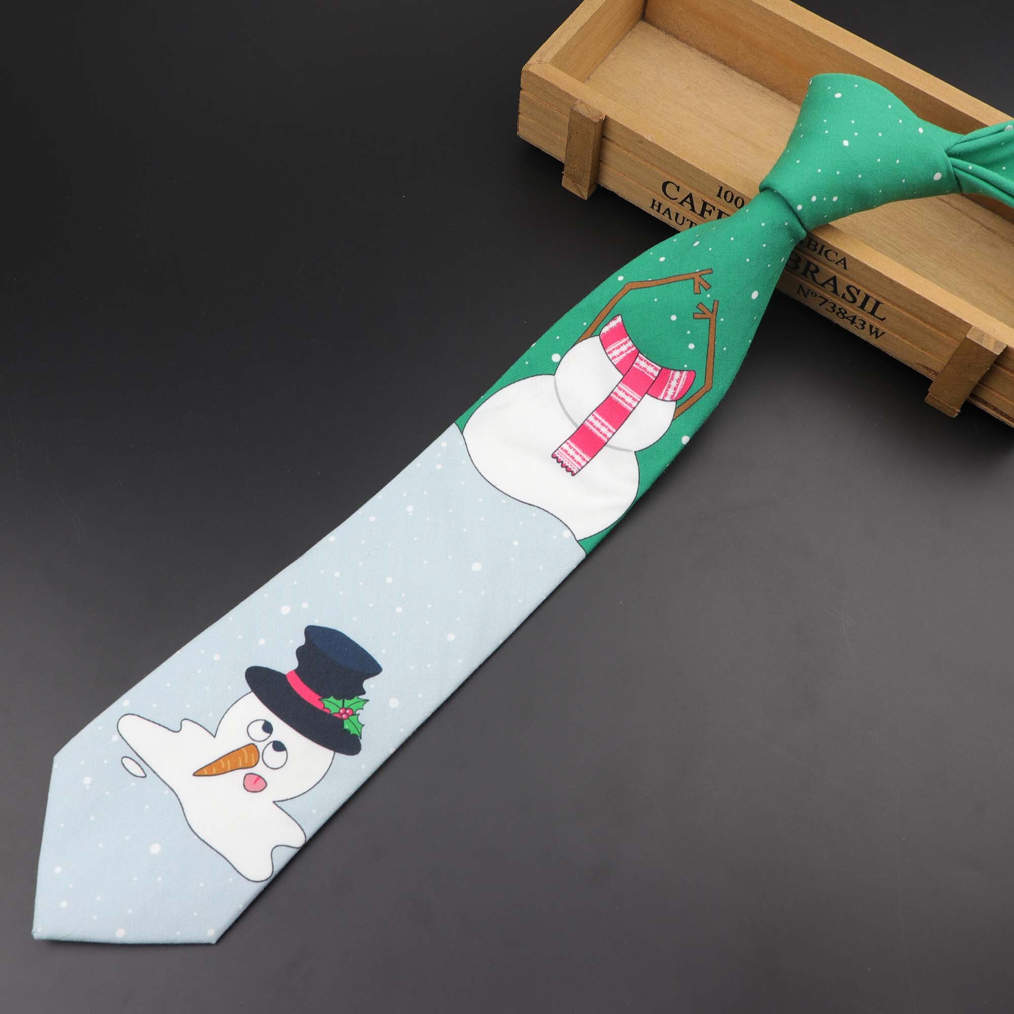 Heiße Neue Weihnachten Krawatte Herrenmode lässig Schneeflocke Drucken Baumwolle Krawatten Schneemann Professionelle aufbringen Krawatte 8cm Breite: 15