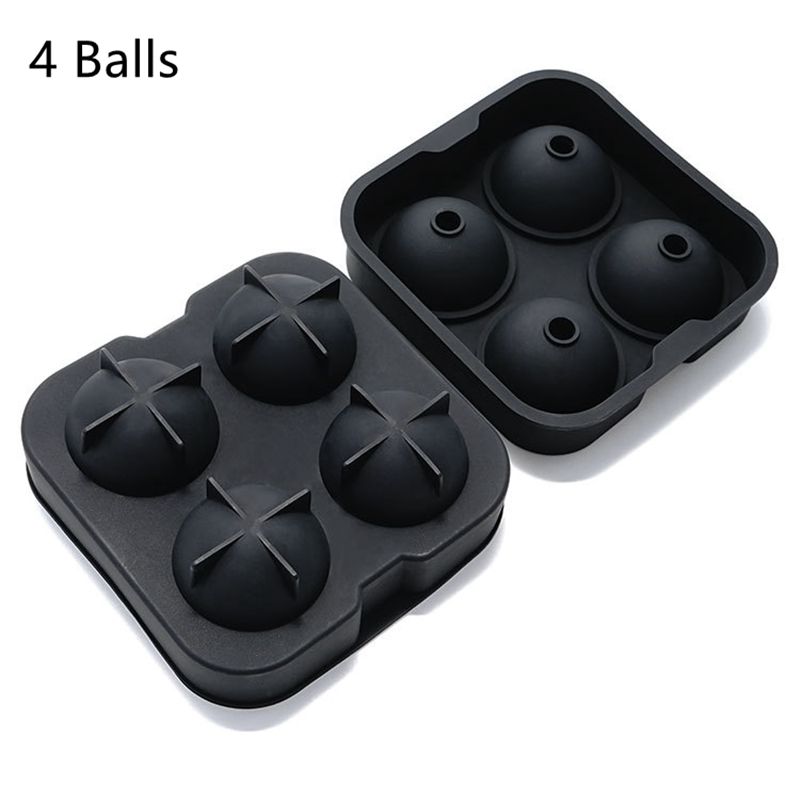 De silicona fabricante de cubitos de hielo de panal de bandejas de cubitos de hielo de silicona molde de hielo para whisky de formas para hielo dulce pastel Chocolate moldes: 4 balls
