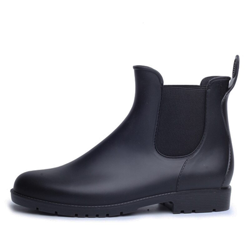 Mens Rubber Rain Boots Chelsea Boots Men Casual Slip On Waterproof Ankle Boots PVC Shoes Pointed Toe Low Top Rainboots99