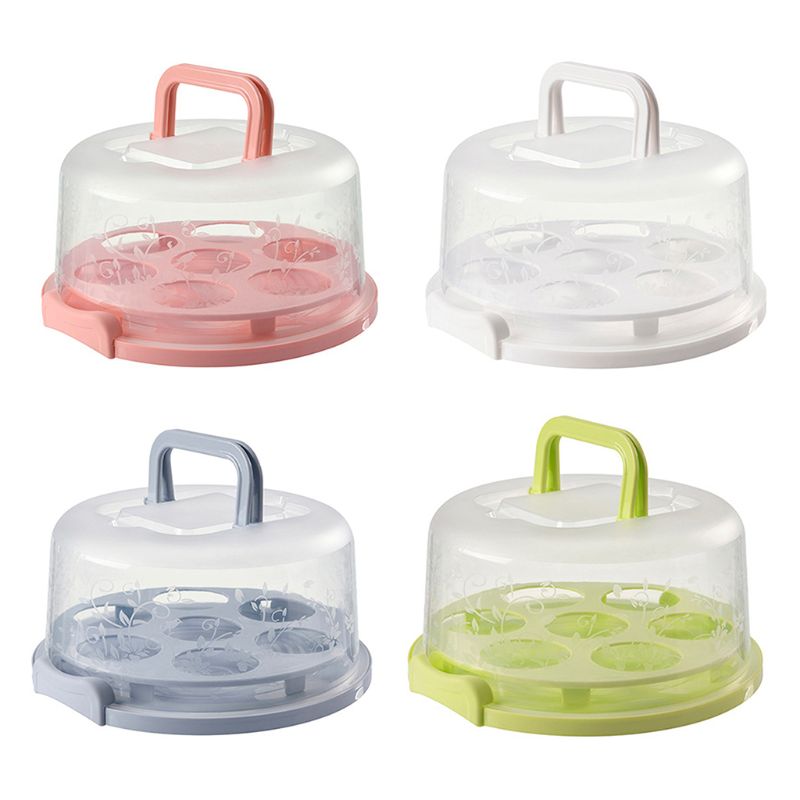 1 pc draagbare ronde plastic cupcake bakjes, dessert taart opbergdoos, keukenbenodigdheden