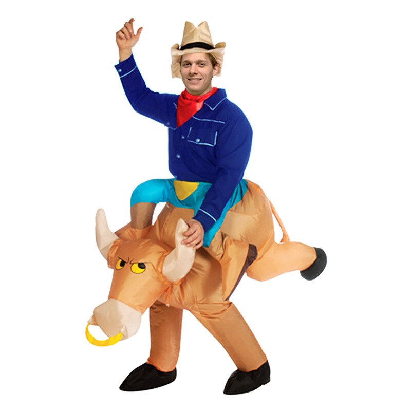 Disfraces inflables de animales para niños y adultos, disfraz de toro de dibujos animados, de vaquero, divertido Carnaval, juguete de ropa inflable