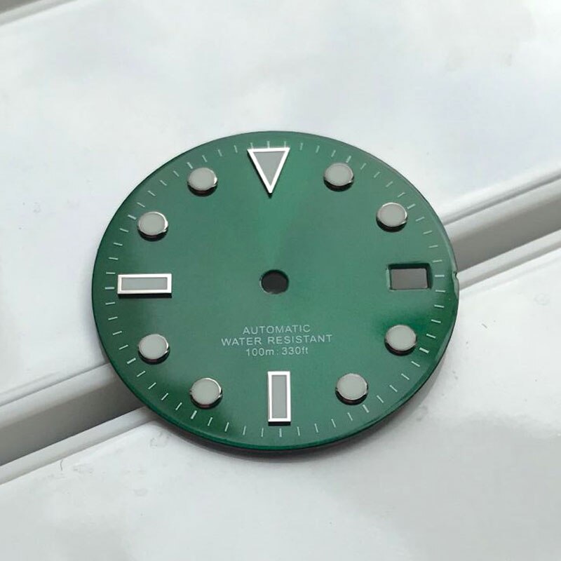 29mm Watch Dial Super Blue Luminous Mirror Waterproof Men's Dial Fit NH35,35A Automatic Movement Thickness 0.4MM / 1.0MM: GREEN thick 1.0mm
