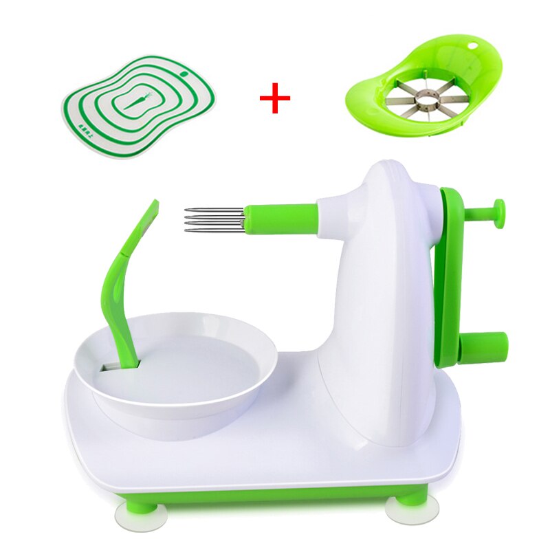 Multifunction Rotary Fruit Peeler Manual Fruit Apple Peeler Machine With Cutting Apple Slicer Kitchen Gadgets Tools: Green Set