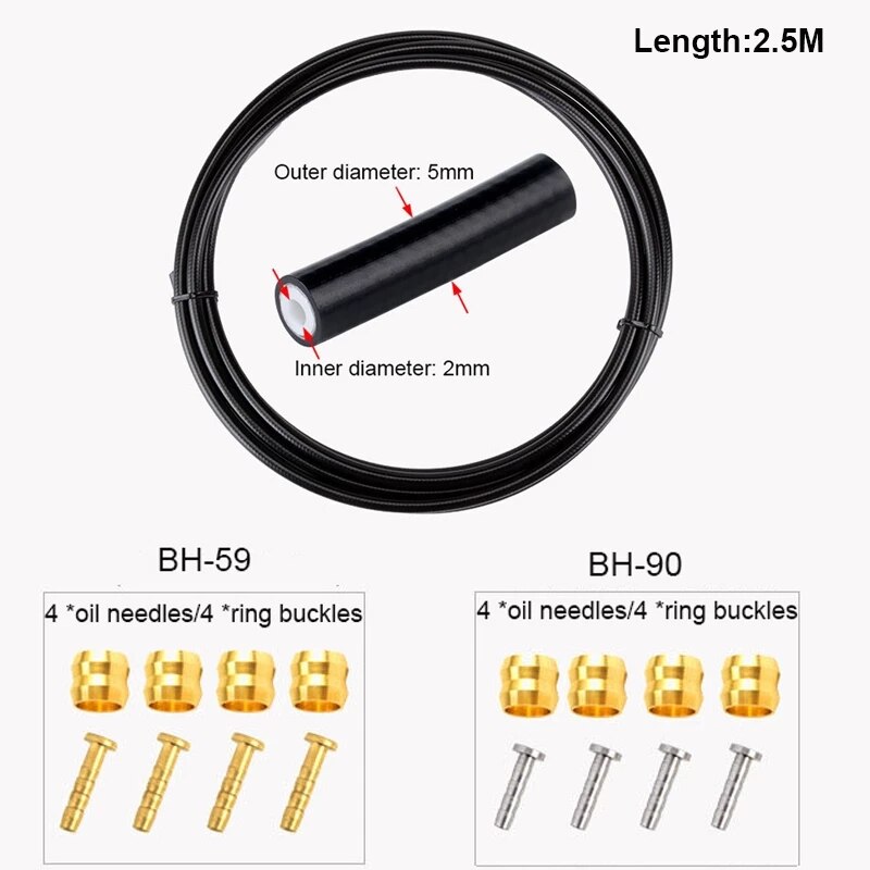 MTB 2.5m przewód hamulcowy rowerowy 5mm nylon Mountian rower tarcza hydrauliczna rura olejowa wąż rurowy BH59/BH90 igła olejowa T głowica