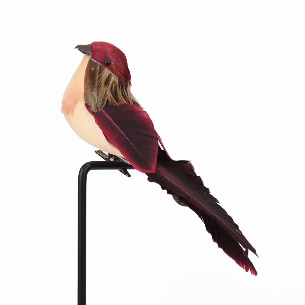 Foam Home Outdoors Garden Wedding Decoration Ornament 1pc Feather Artificial Parrots Imitation Bird Model DIY Party Use: Winered