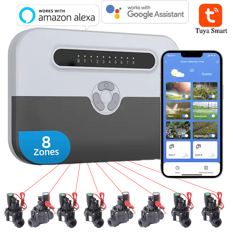 8-Bahnhof WiFi drinnen Clever Sprinkler Regler Bewässerungssystem Fernbedienung pro Telefon Funktioniert mit Alexa