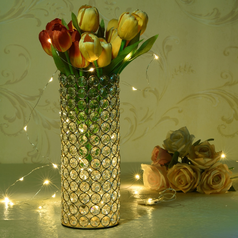 VINGIANT Crystal Cylinder Flower Vases Candle Holders for Home Wedding Table Centerpieces Halloween Decoration Handmade