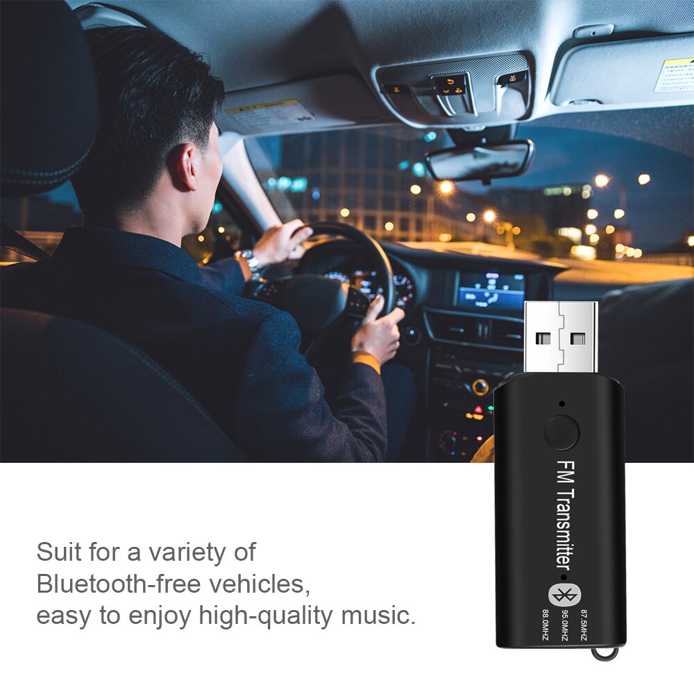 KEBIDU Car USB Bluetooth Transmitter 3.5mm Bluetooth 5.0 EDR Wireless Adapter FM Car Kit Handsfree for iPhone Samsung Android