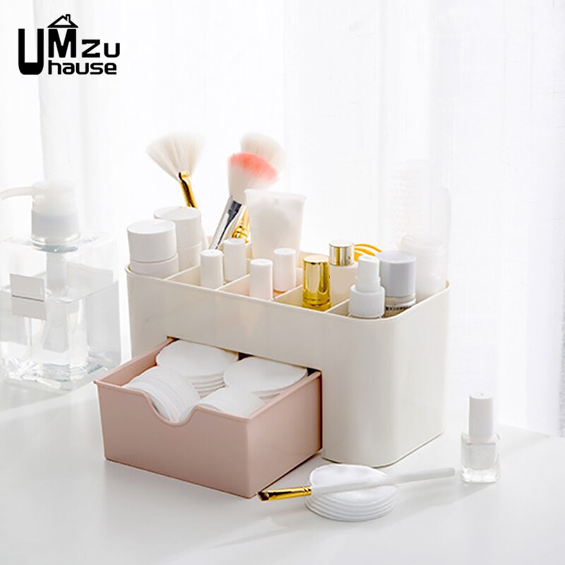 Cajas de almacenamiento de cosméticos, organizadores de maquillaje, Hogar, baño, dormitorio, artículos de tocador, organización, baño, pared de habitación, separador de cajones: Rosa