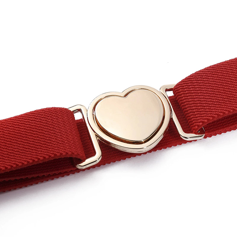 Style Heart Shape Buckle Stretch Belts Children Girls Multicolor Adjustable Elastic Waist Belts with for Dress Pants