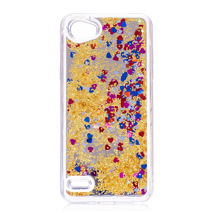 Dynamische Vloeibare Drijfzand Glitter Telefoon Case Voor LG Q6 Spiegel Case Back Cover Voor LG Q6A Q6 Alpha M700 Q6 Plus X600 Case 5.5": Gold