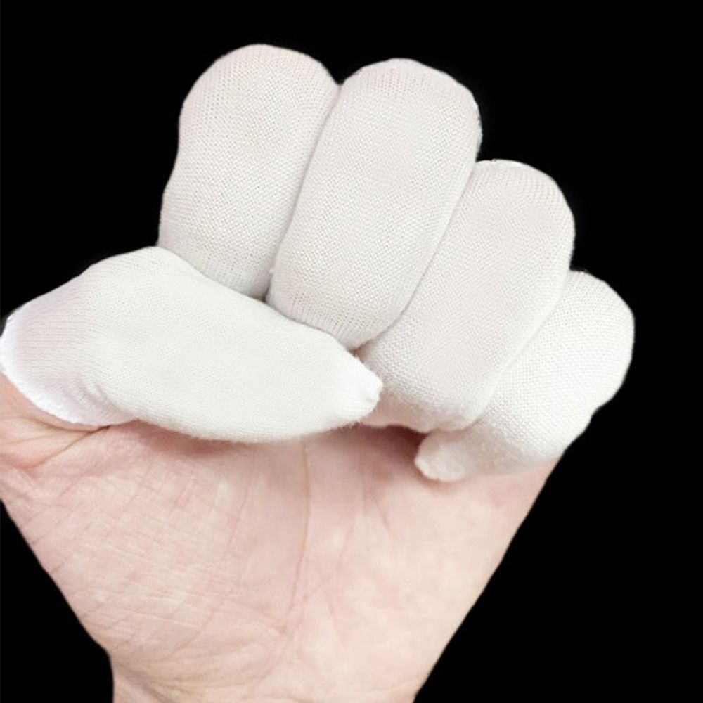 100 Stuks Wegwerp Witte Katoenen Vingerbedden Zweetabsorptie Vingers Beschermende Handschoenen Antislip Slijtvaste Vingerbeschermers