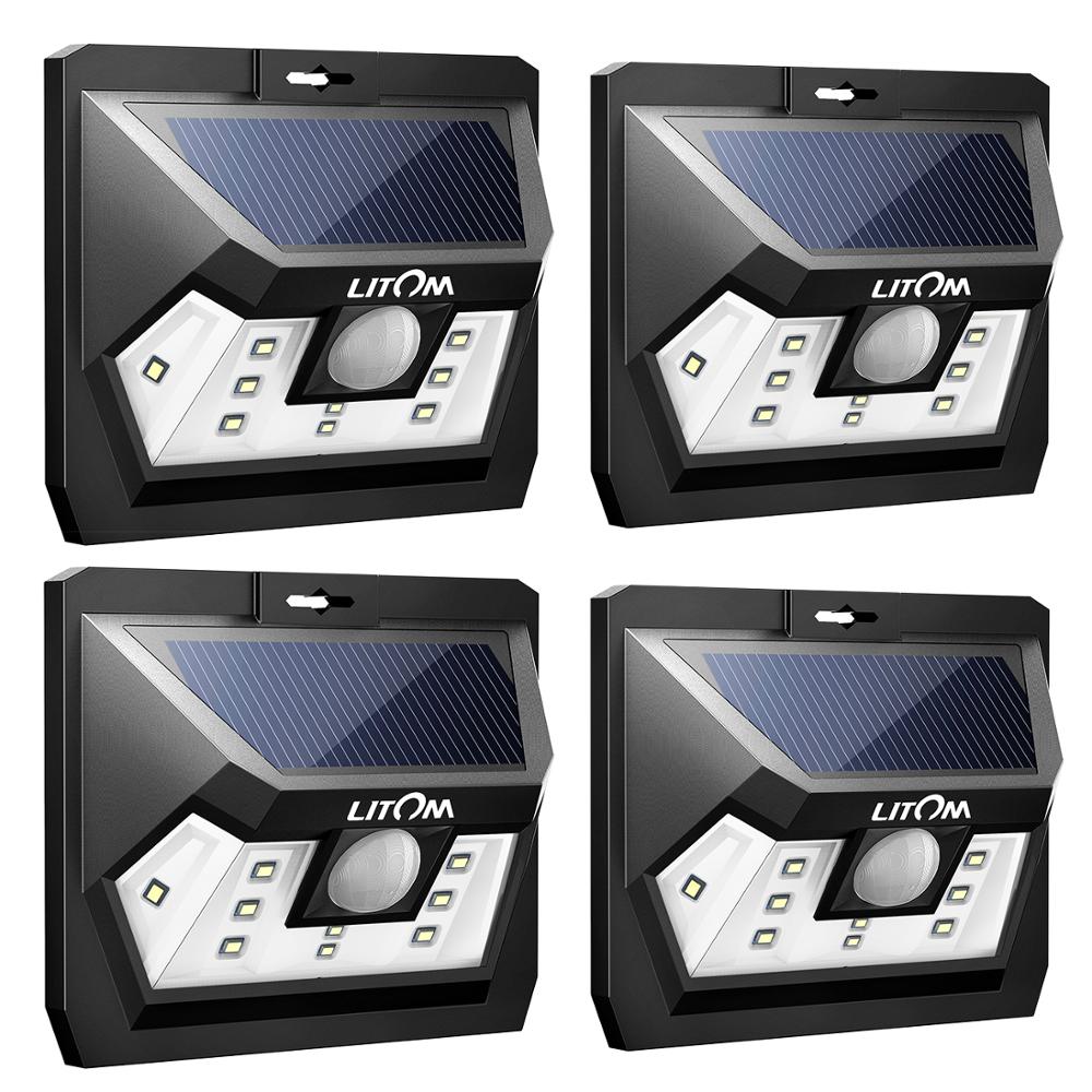 4 Pack LITOM 10 LED Solar- Bewegung Sensor Licht Zauberstab Lampe draussen 120 Weitwinkel IP65 Wasserdicht Luz Solar- LED para Außen Neue: Ursprünglich Titel
