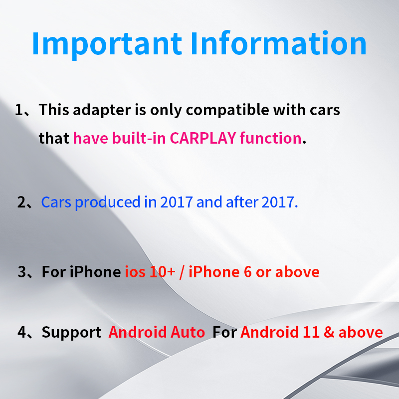 Draadloze CarPlay-adapter voor iPhone, 2 in1 bedraad naar draadloze CarPlay, draadloze Apple Carplay-adapter met USB-C/Type-C Android Auto