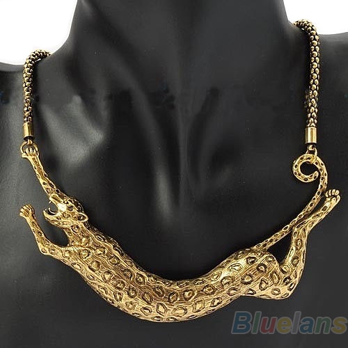 Neueste Große Leopard Tier Anhänger Kragen Geschnitzte Halskette Kette Jewlery Gold Vintage Retro halskette Strass collier