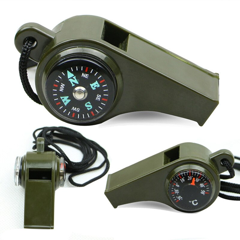 new3 in 1 Multifunction whistle Outdoor Camping Hiking Emergency Survival Gear Whistle Compass Thermometer